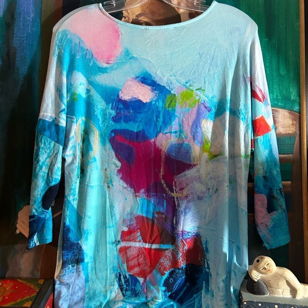 Claire Desjardins Colorful Abstract Women's Blouse Size S - Picture 9 of 15